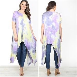 #44 PURPLE YELLOW TIE DYE HI-LOW TOP
